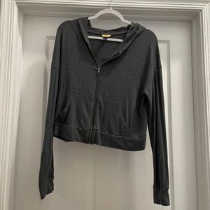Prince & Fox Womens Long Sleeve Zip Front Hoodie Size L Gray Pockets @@@